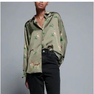 NWT Zara Printed Satin Blouse sz. L